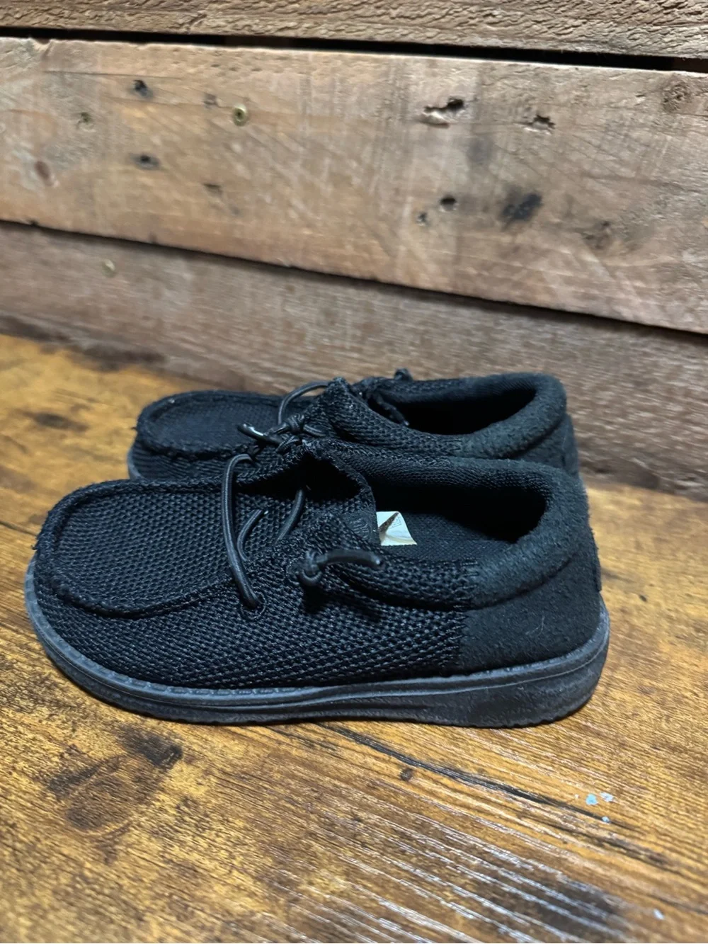 Hey Dude Kids Black Knit Slip-On Sneakers